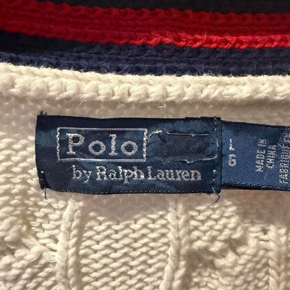 Polo Ralph Lauren Cable Knit Cricket Cardigan - Cream - Size Large - Picture 8 of 8